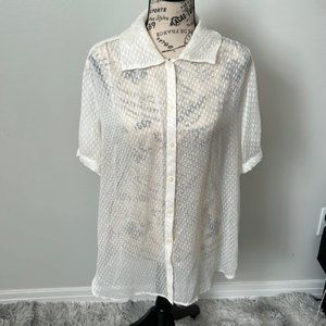 Banana Republic see through button down short sleeve shirt Size Large